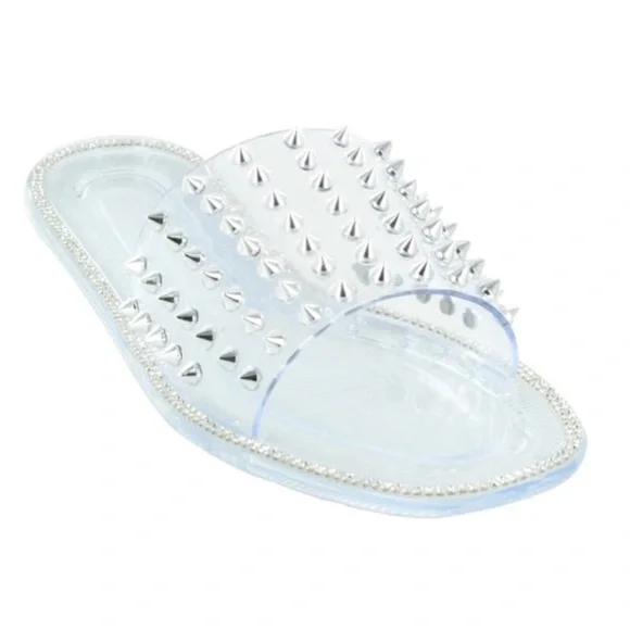 FOREVER 21 WILD DIVA LOUNGE Jacelyn Clear Studded Rhinestone PVC Sandals 10 NIB - Picture 4 of 10